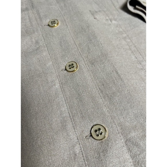 Susan Graver Linen Rayon Button Up Jacket Beige Modern Top w Pockets L - Picture 4 of 9